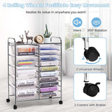 15-Drawer Storage Drawer Cart Tools Scrapbook Paper Organizer Cart Office School Utility Cart Rolling Storage Cart with Wheels