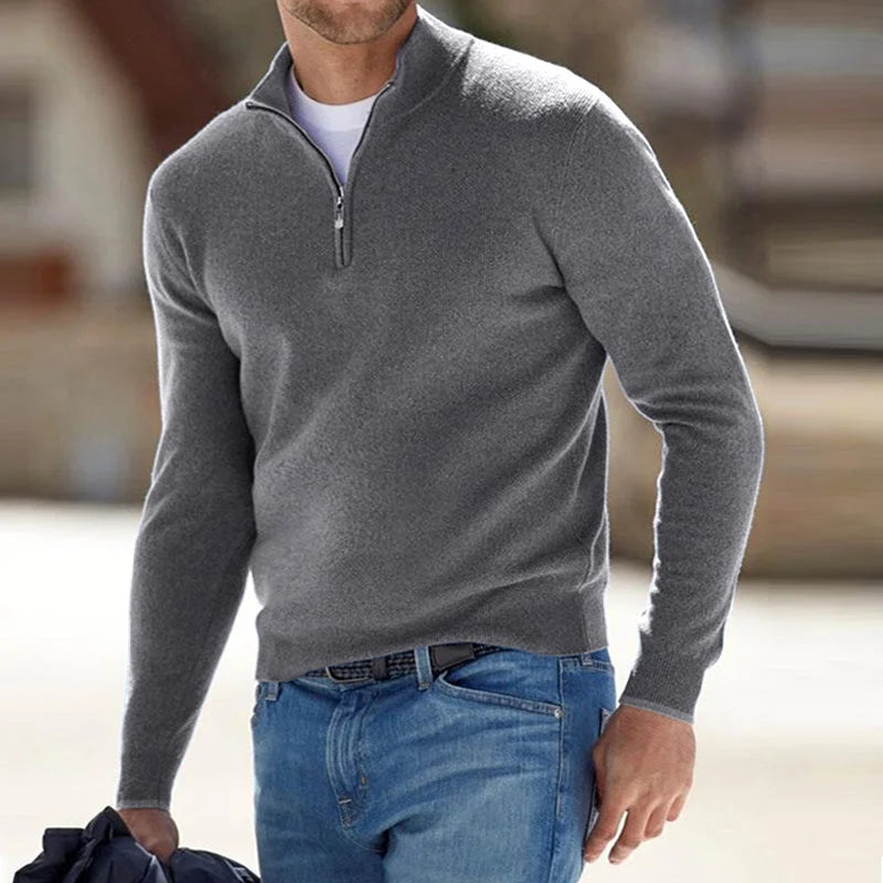 Men's Cashmere Style Zipper Basic Sweater (Polyester)