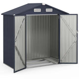 6.3 x 3.5 FT Metal Outdoor Storage Shed Garden Shed Tool Storage House with 4 Vents, Base Floor, Lockable Doors