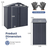 6.3 x 3.5 FT Metal Outdoor Storage Shed Garden Shed Tool Storage House with 4 Vents, Base Floor, Lockable Doors