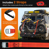 600LBS Motorcycle Hitch Carrier Fit Up to 7.5" Wide Tire, Motorcycle Carrier Hitch Mount w/Loading Ramp, Dirt Bike Trailer, Heavy Duty Motorcycle Rack