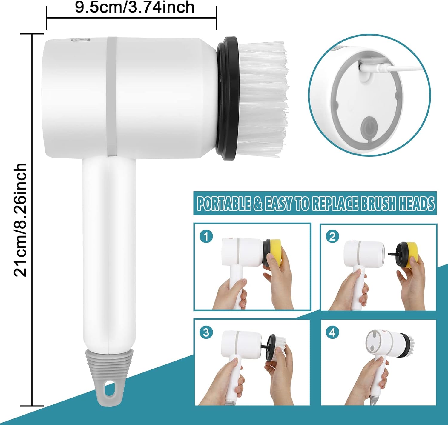 Electric Cleaning Brush - Cordless Power Scrubber with Rechargeable Battery for Home, Kitchen, and Bathroom Cleaning