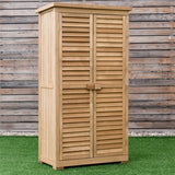 63" Wooden Outdoor Storage Shed, Garden Tool Cabinet Waterproof Portable Shed with Latch Detachable Shelves