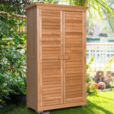 63" Wooden Outdoor Storage Shed, Garden Tool Cabinet Waterproof Portable Shed with Latch Detachable Shelves