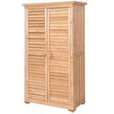 63" Wooden Outdoor Storage Shed, Garden Tool Cabinet Waterproof Portable Shed with Latch Detachable Shelves