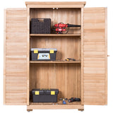 63" Wooden Outdoor Storage Shed, Garden Tool Cabinet Waterproof Portable Shed with Latch Detachable Shelves