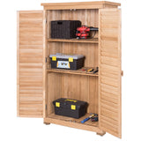 63" Wooden Outdoor Storage Shed, Garden Tool Cabinet Waterproof Portable Shed with Latch Detachable Shelves