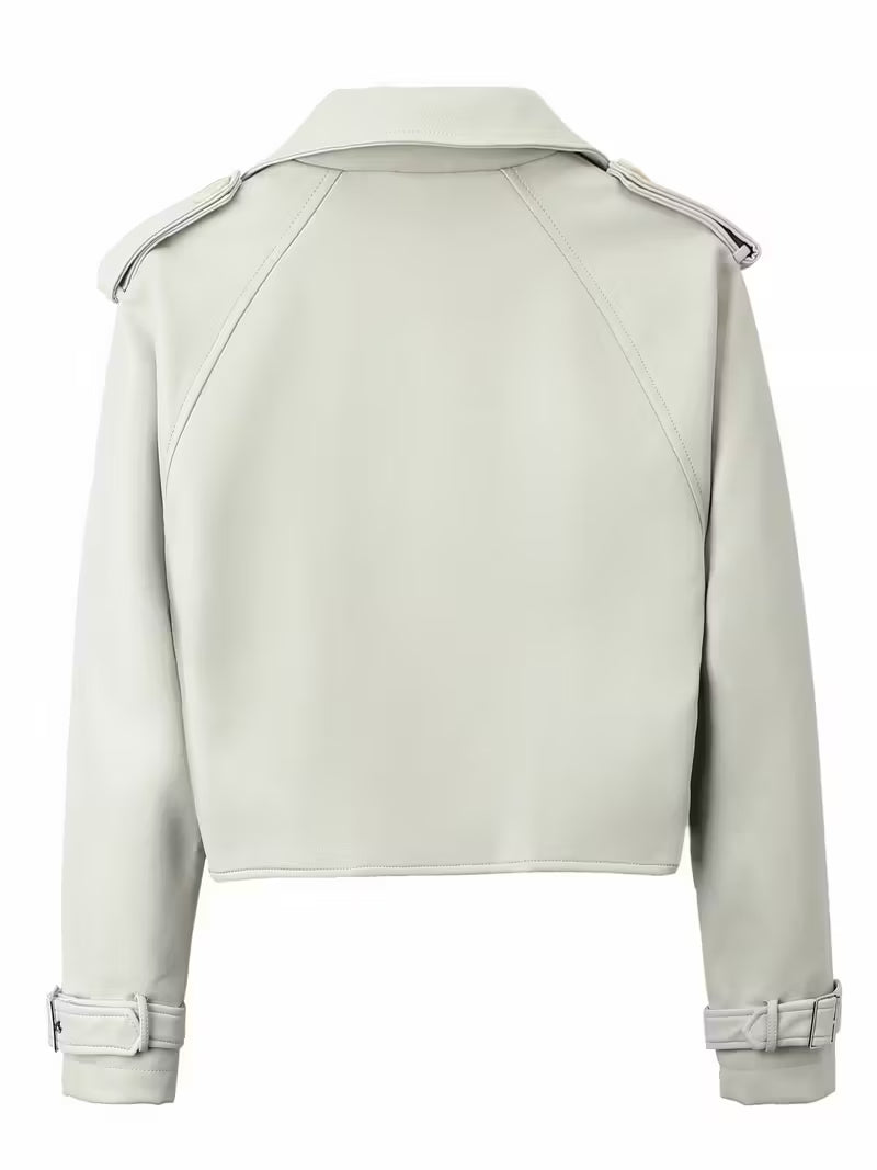 Women’s Chic Crop Jacket – Lightweight Casual Coat with Lapel Collar