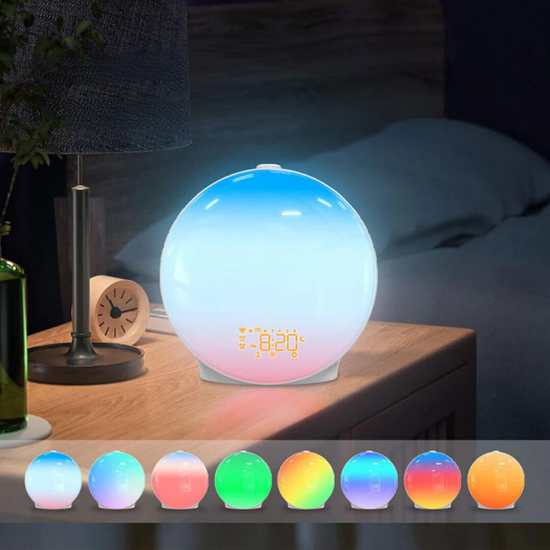 Luxury Sunrise Simulation Alarm Clock Lamp | Soothing Sounds, Mood Lighting & Double Alarm for Relaxing Mornings