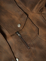 Men’s High-End Windproof Leather Jacket – Trench Style Outerwear for All Seasons