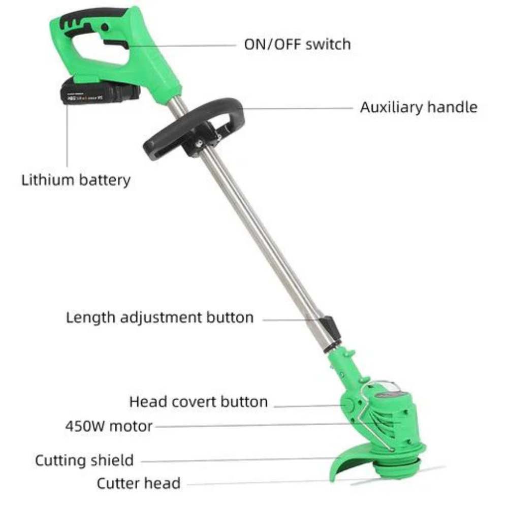 Cordless Grass Trimmer with Adjustable Cutting Width for Lawn Care & Garden Maintenance