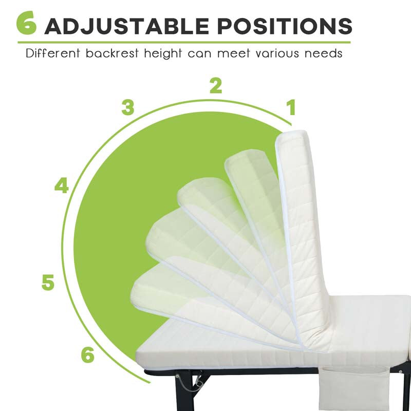 Folding Rollaway Bed with Mattress for Adult, Portable Guest Bed Frame with Adjustable 6 Position & Side Storage Pocket