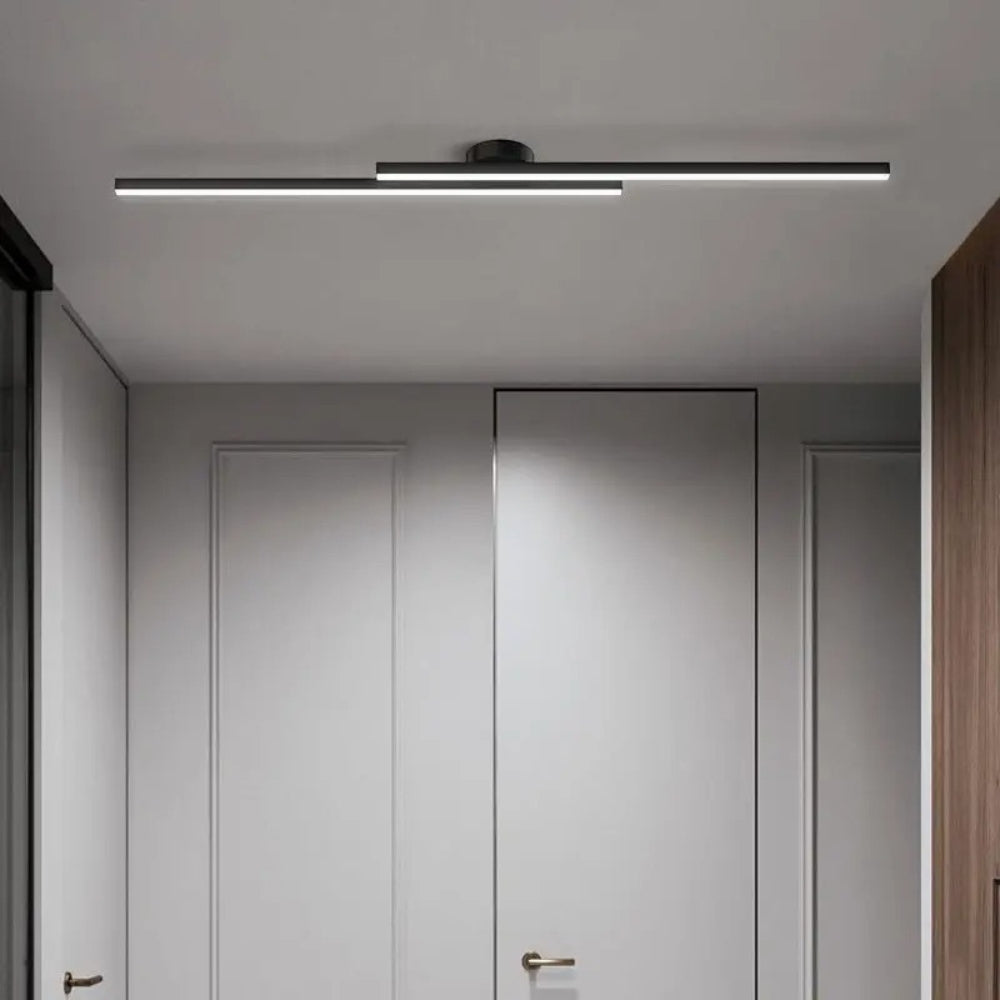 Minimalist Modern Hallway Lights – Long Strip Linear Ceiling Lamp, Close-to-Ceiling Chandelier, Remote Dimmable for Home Interiors