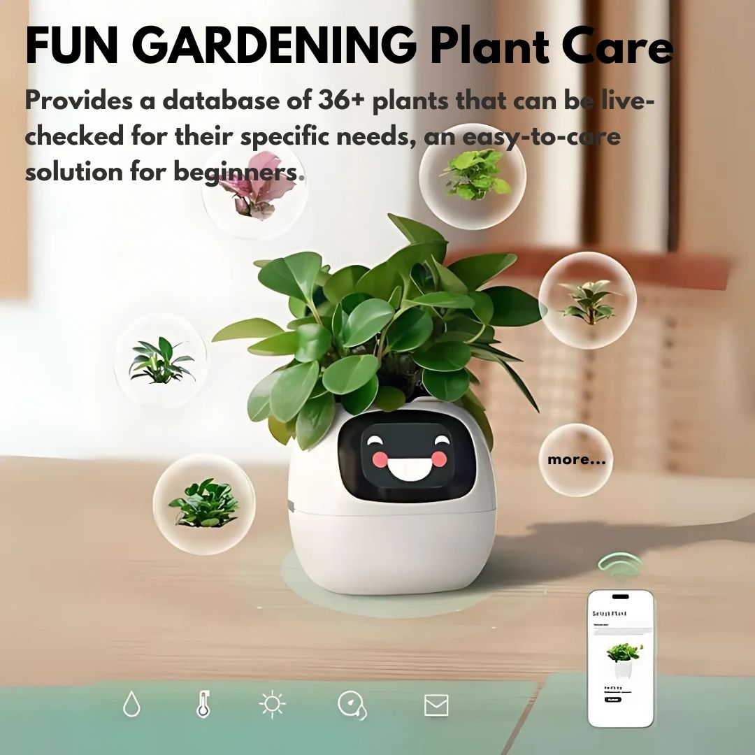 AI Smart Plant Pot | Self-Watering, Interactive with 70+ Expressions & Compatible with Smart Home Systems for Indoor & Outdoor Use