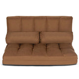 Floor Sofa 6-Position Adjustable, Foldable Lazy Sofa Sleeper Bed, Suede Cloth Cover, Floor Gaming Sofa Couch with 2 Pillows