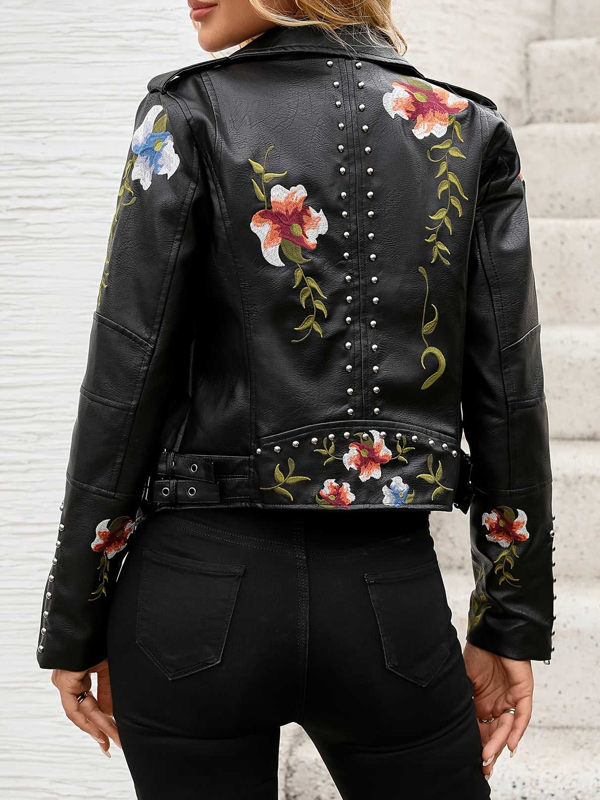 Women’s Vintage Studded Embroidered Short Jacket – Printed Fashion Outerwear
