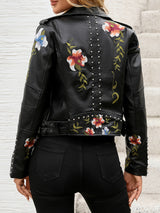 Women’s Vintage Studded Embroidered Short Jacket – Printed Fashion Outerwear