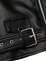 Women’s Biker Jacket – Chic Motorcycle Zip-Up Coat