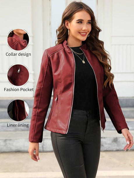 Women’s Casual Motorcycle Jacket – Simple & Versatile Everyday Outerwear