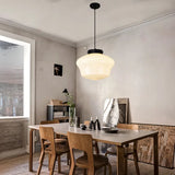 Geometric Milk Glass Pendant Light Fixture - Vintage White Design for Kitchen & Dining Room Lighting