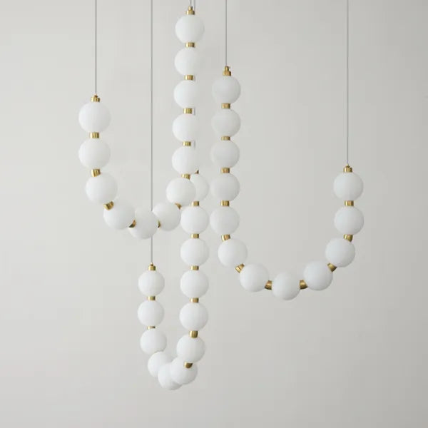 LED White Necklace Chandelier - Modern Pendant Light Fixture for Dining Room & Living Space