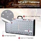 42" x 21" Portable Folding Welding Table, 1000 LBS Capacity Height Adjustable Weld Workbench with 2 Bar Clamps, 8 Tool Slots, Carrying Handle