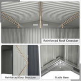 12 x 9.8 FT All-Weather Outdoor Storage Shed, Rustproof Galvanized Metal Utility Tool Shed w/Lockable Door, Pitched Roof, Windows