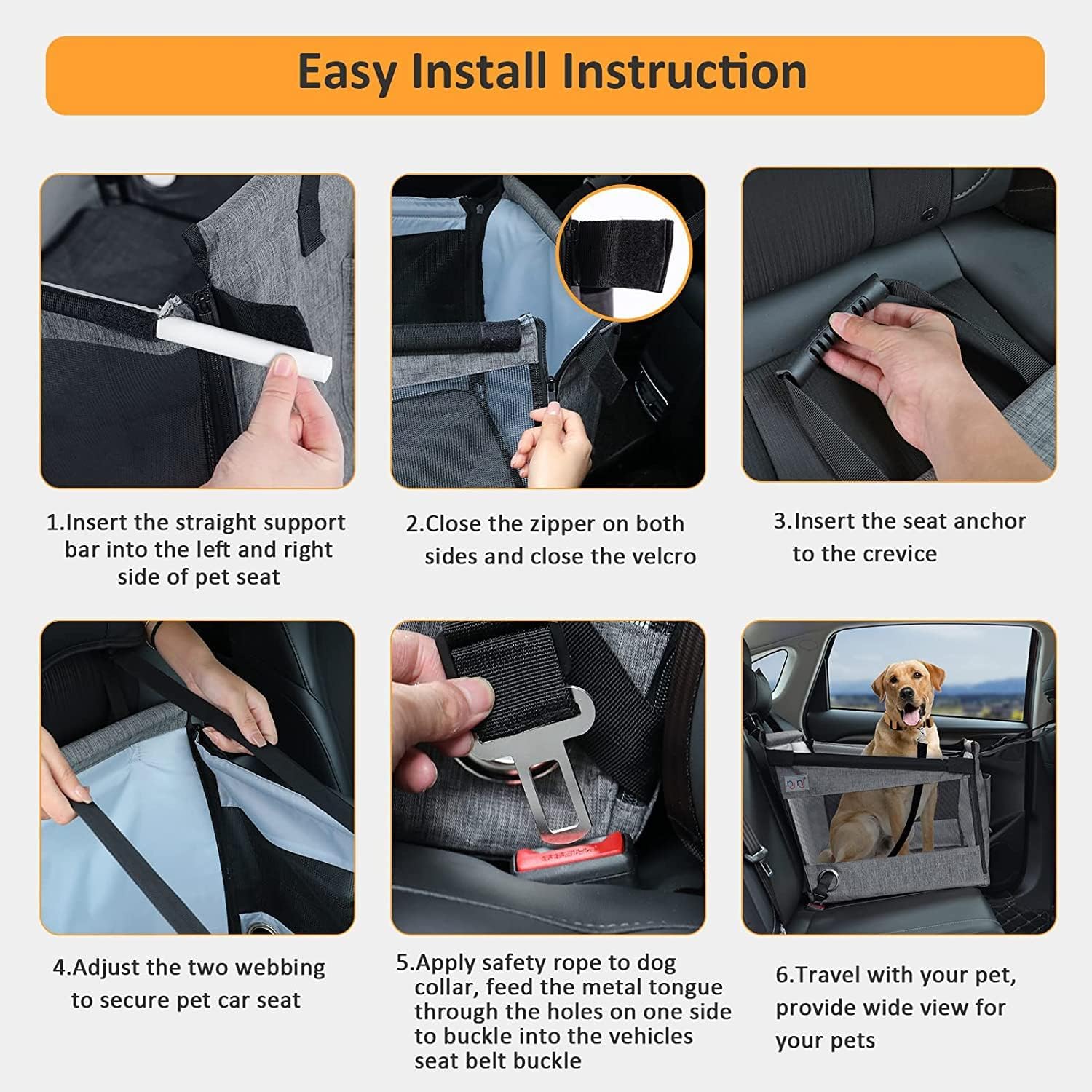 Portable Cats & Dog Seat for Car | Waterproof, Spacious & Secure for Stress-Free Car Rides | Dog Car Booster Seat for Summer Holidays