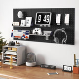 3 Pcs Metal Pegboard Panels w/25 Hooks, Storage Platform & Square Hole, Heavy Duty Pegboard Wall Organizer, Peg Board for Workshop Tool Storage