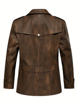 Men’s High-End Windproof Leather Jacket – Trench Style Outerwear for All Seasons