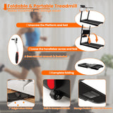 3HP Foldable Treadmill Portable Walking Machine with Desk, Adjustable Height, Bluetooth Speaker, APP Control, LED Display, 25 Preset Programs