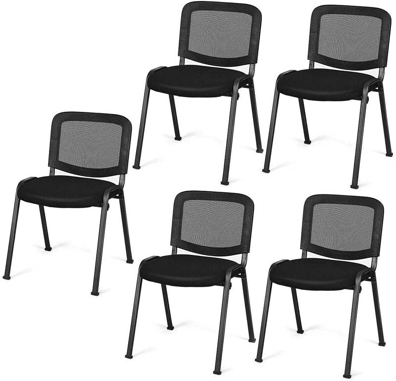 5 Pcs Stackable Conference Chairs with Mesh Back, Ergonomic Office Waiting Room Guest Reception Chairs