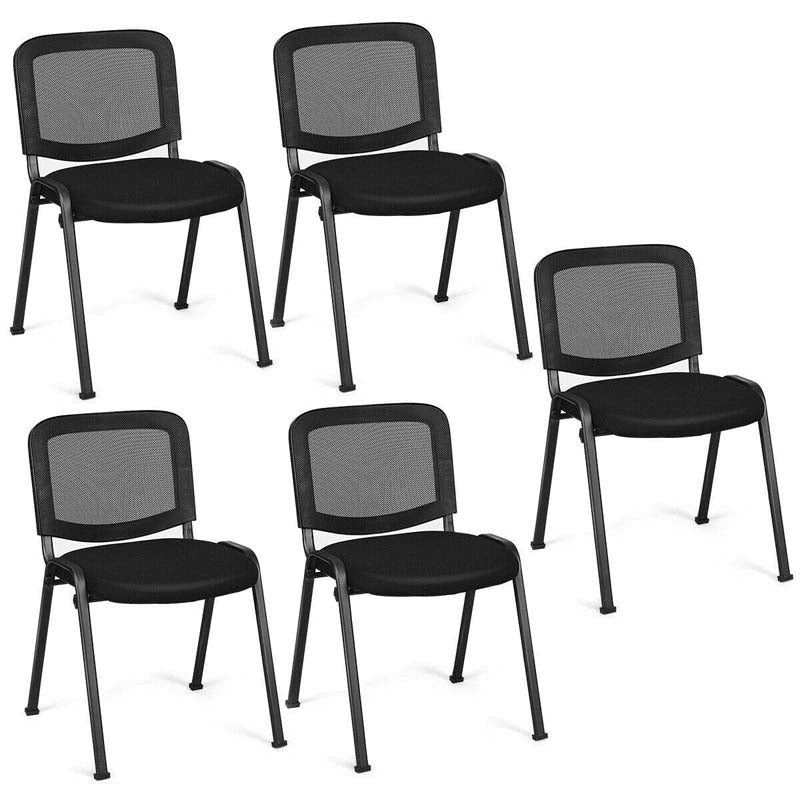 5 Pcs Stackable Conference Chairs with Mesh Back, Ergonomic Office Waiting Room Guest Reception Chairs