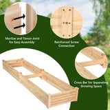 Natural Raised Garden Bed Elevated Planter Box with Open Bottom, 97”L x 25.5”W x 10”H Wooden Growing Bed for Garden Patio Yard