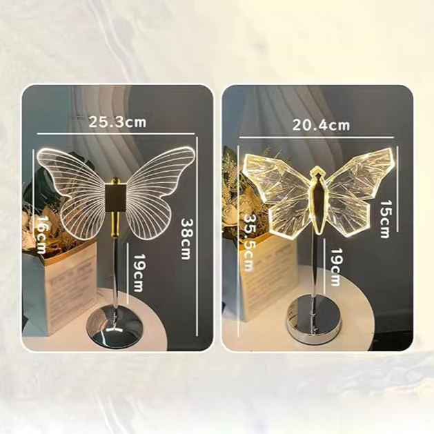 LED Butterfly Crystal Table Lamp - Decorative Lighting Fixture for Bedroom, Living Room & Nightstand Use