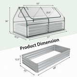 6FT x 3FT x 3FT Galvanized Bottomless Raised Garden Bed with Greenhouse, Dual 2-Tier Roll-Up Windows, Easy Venting & Watering