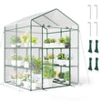 4.6 x 4.7 x 6.5 FT Walk-in Greenhouse with 3 Tiers 4 Shelves, 4 Ground Stakes & Ropes, PVC Cover, Roll-up Zippered Door