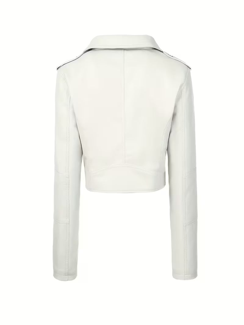 Women’s Biker Jacket – Chic Motorcycle Zip-Up Coat