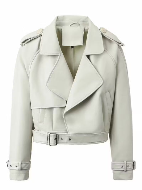 Women’s Chic Crop Jacket – Lightweight Casual Coat with Lapel Collar