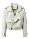 Women’s Chic Crop Jacket – Lightweight Casual Coat with Lapel Collar