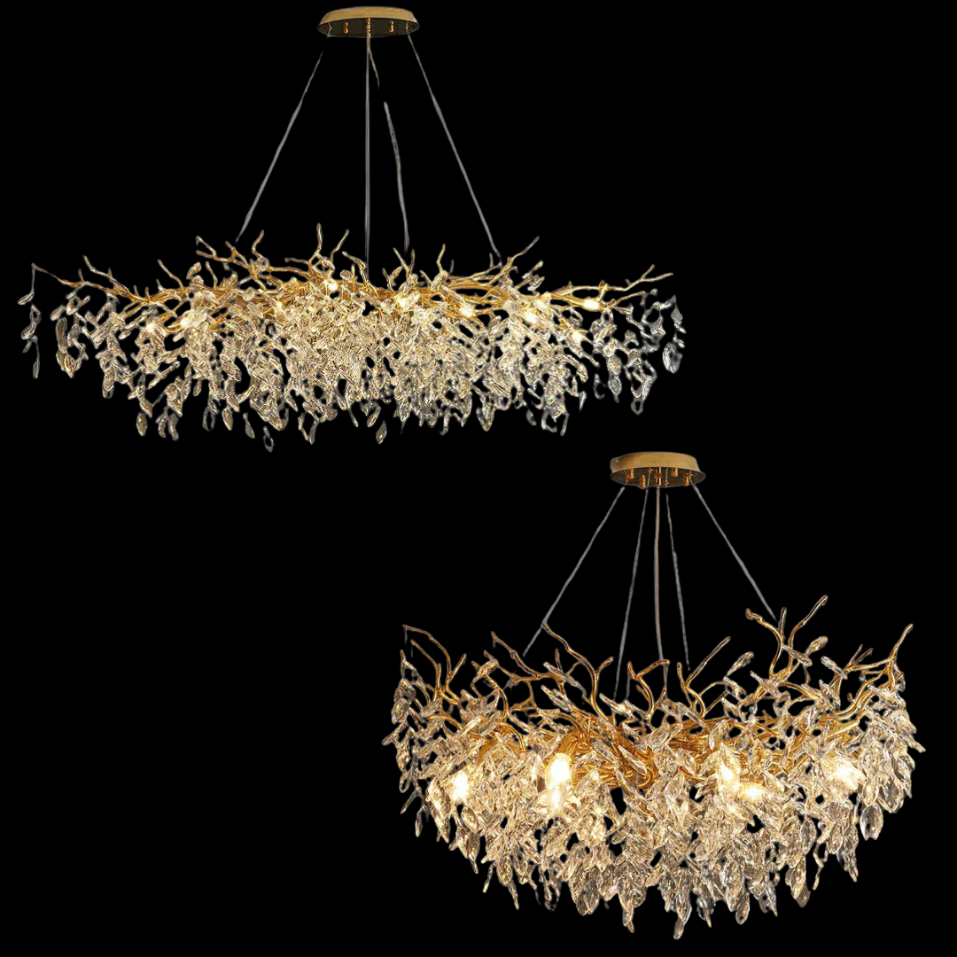 French Style Crystal Chandelier with Branch Design for Living Room & Dining Room Lighting