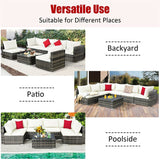 7 Pcs Rattan Patio Sectional Couch Set Outdoor Wicker Furniture Set with Cushions & Coffee Table