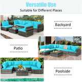 7 Pcs Rattan Patio Sectional Couch Set Outdoor Wicker Furniture Set with Cushions & Coffee Table
