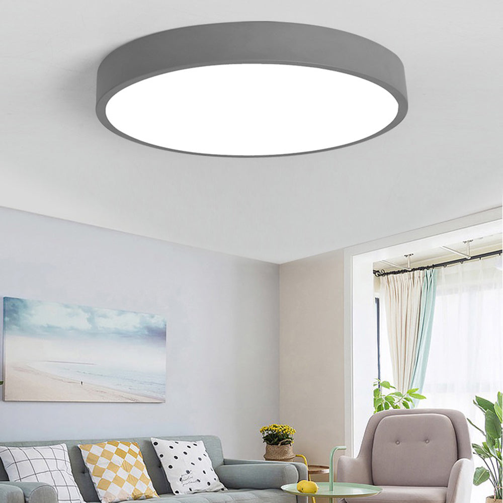 Modern Round LED Ceiling Lamp Pink Gray Metal Living Room