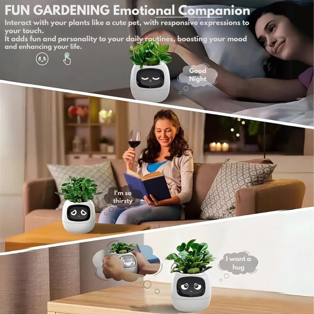 AI Smart Plant Pot | Self-Watering, Interactive with 70+ Expressions & Compatible with Smart Home Systems for Indoor & Outdoor Use