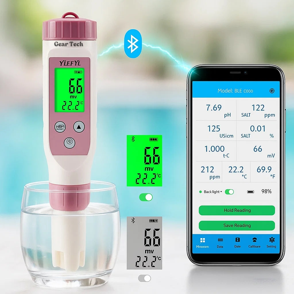 Digital Pool Tester – Measuring device for pH and chlorine for easy pH measurement in pool water