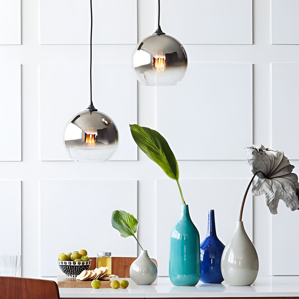 Light Master - Modern Globe Design Glass Pendant Lamp with LED Lighting for Kitchen and Dining Room