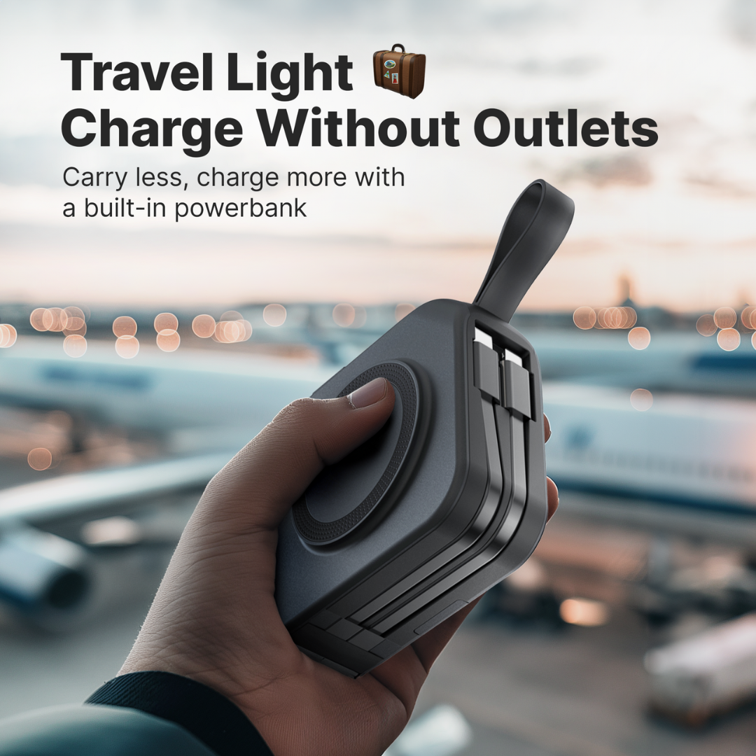 TravelBank | Portable 5-in-1 Wall Charger | Wireless Charging, Power Bank & Multi-Device Charging