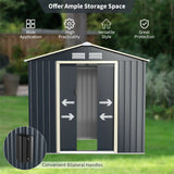 7 x 4 FT Outdoor Metal Storage Shed with 4 Air Vents & Sliding Double Lockable Doors, Backyard Tool Shed Garden Storage House