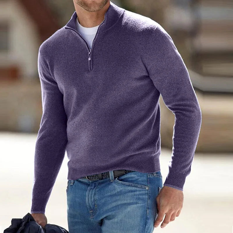 Men's Cashmere Style Zipper Basic Sweater (Polyester)